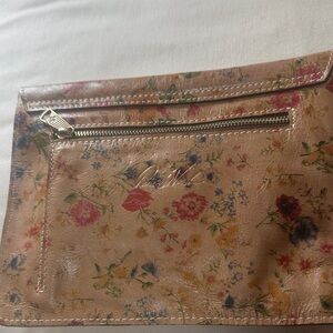 Patricia Nash Floral Tan Leather Clutch